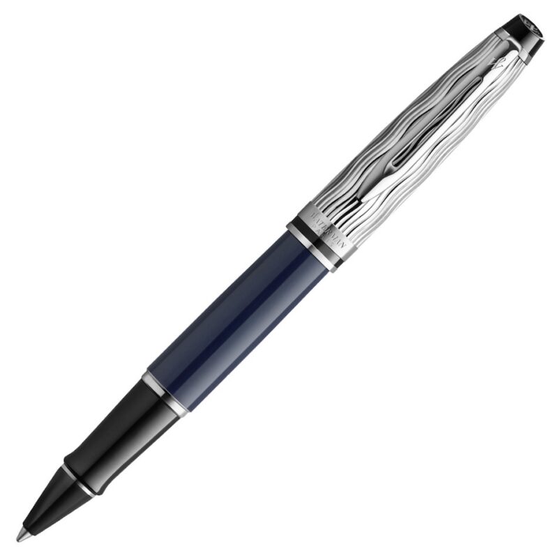 2166429 Waterman Expert Special Edition Deluxe Blue and Chrome Trim Rollerball