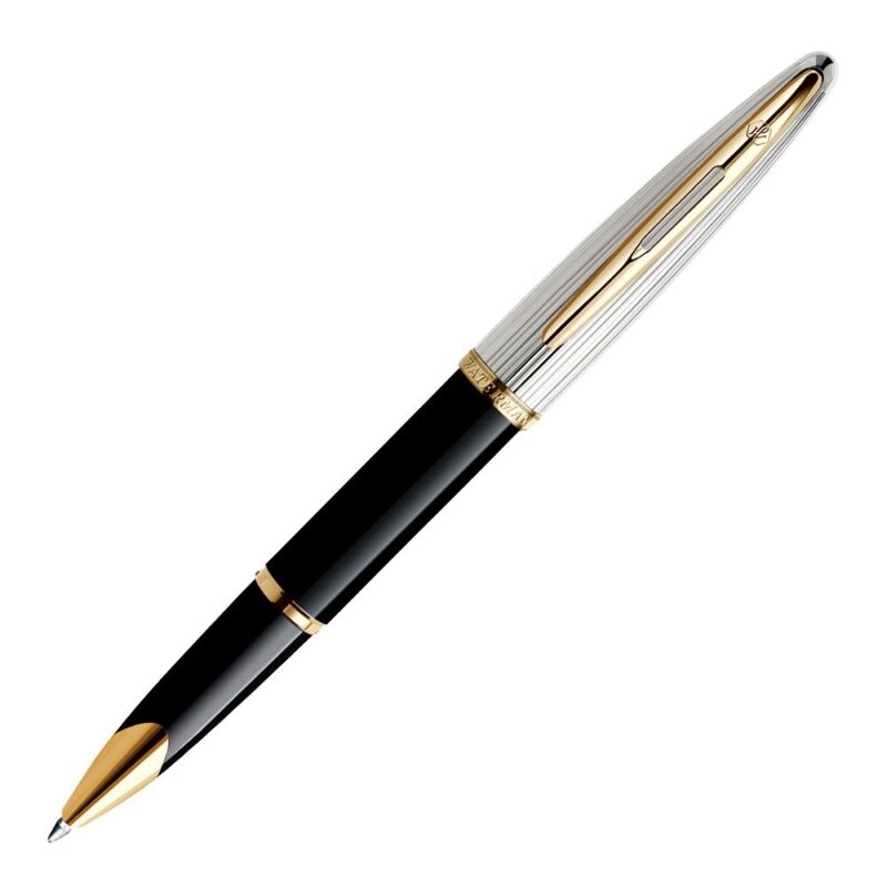 S0700000 Waterman Carene Deluxe Black & Silver Gold Trim Ballpoint Pen