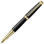 CD4799.282 Caran D'ache Leman Ebony Black Gold Trim Fountain Pen MEDIUM