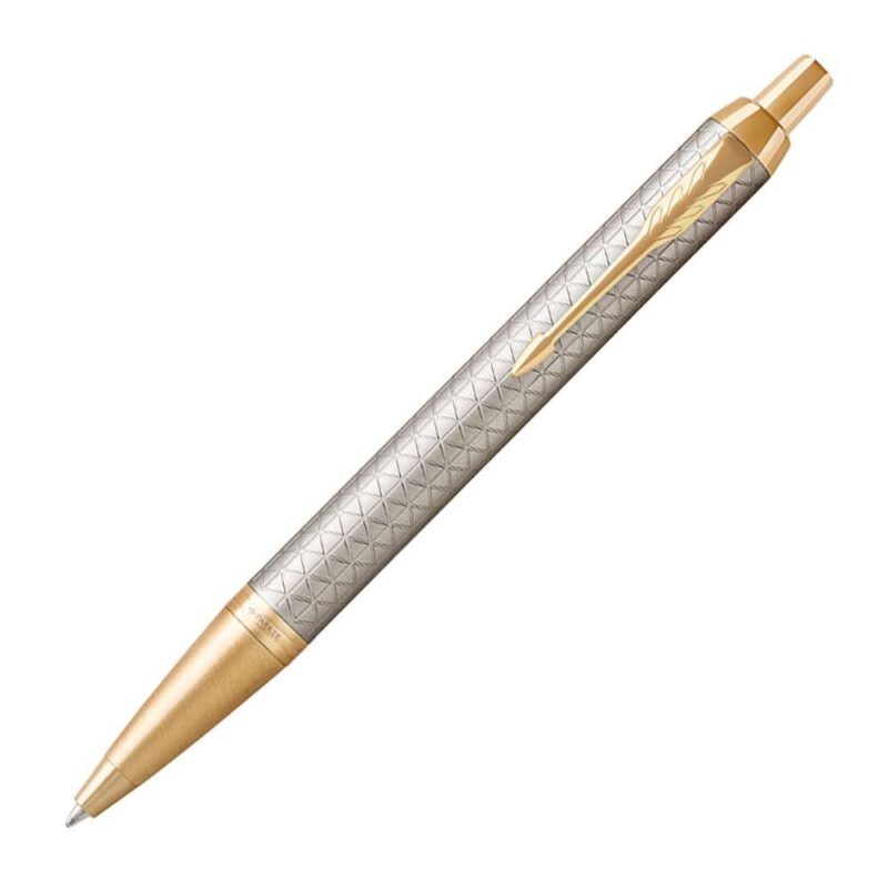 1931687 Parker IM Premium Warm Silver Gold Trim Ballpoint Pen