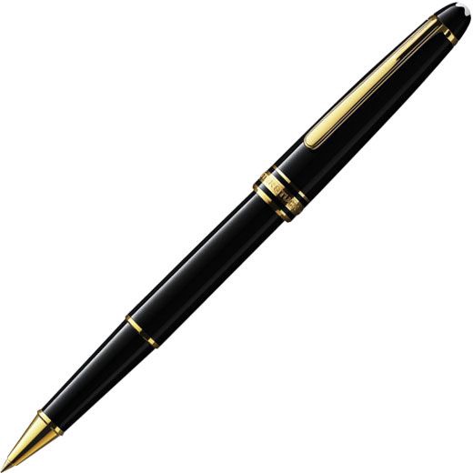 12890 Montblanc Meisterstuck Classique Black Gold Trim Rollerball Pen