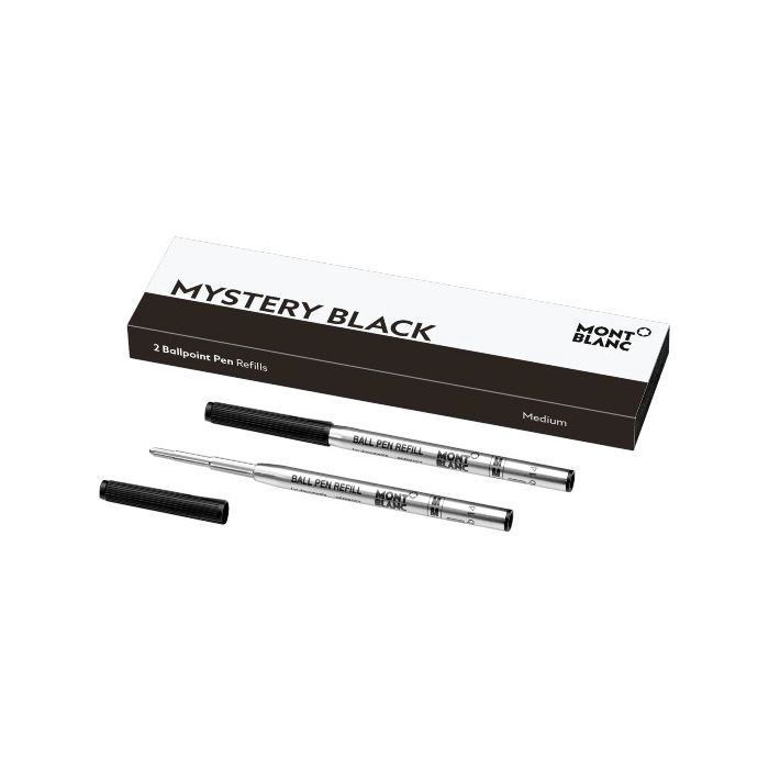 128211 Montblanc Mystery Black Ballpoint Pen Twin Pack Refill- Medium Nib