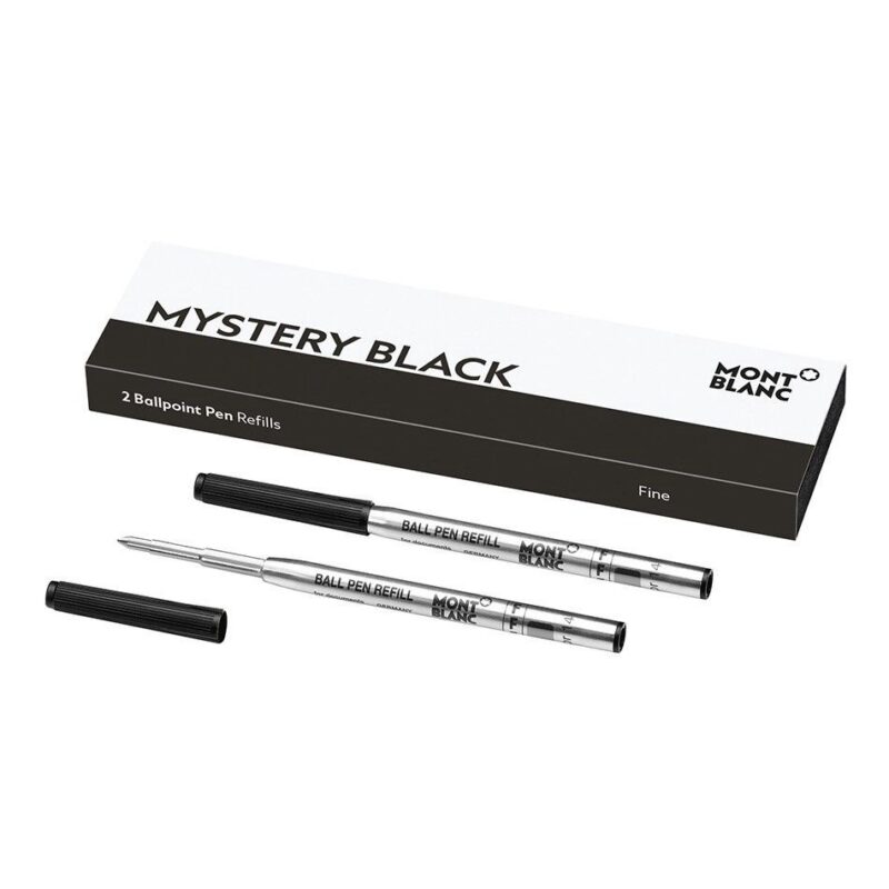 128210 Montblanc Mystery Black Ballpoint Pen Twin Pack Refill- Fine Nib
