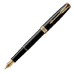 1931495 Parker Sonnet Black Lacquer Gold Trim Fountain Pen