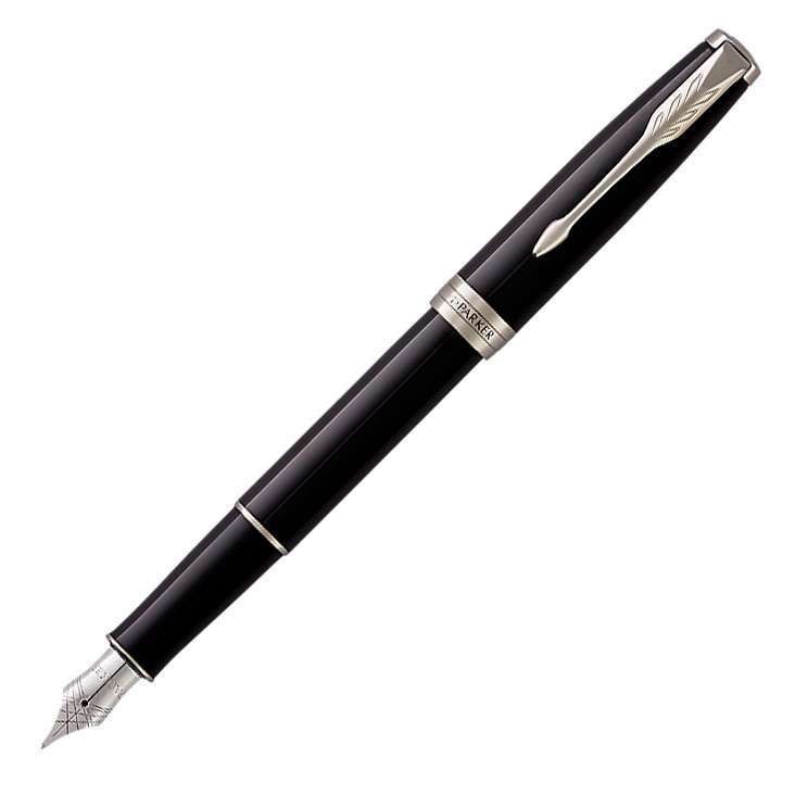 1931500 Parker Sonnet Black Lacquer Chrome Trim Fountain Pen
