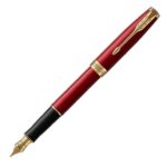 1931474 Parker Sonnet Red Lacquer Gold Trim Fountain Pen