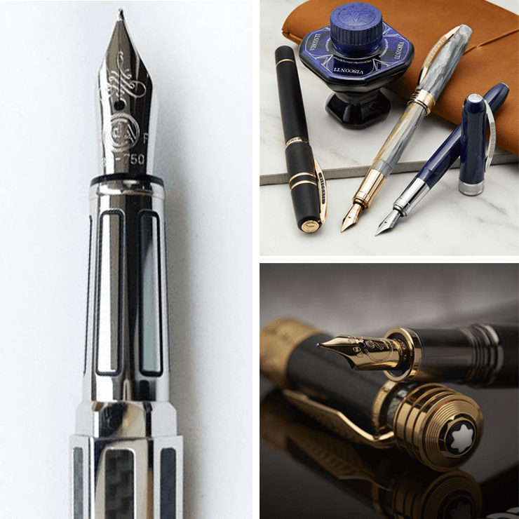 Montage of fountain pens
