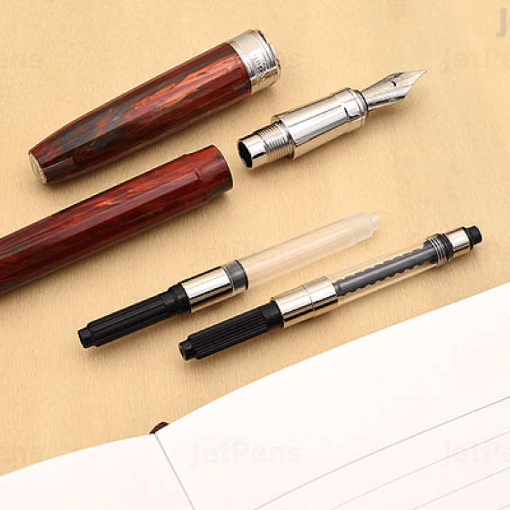 Fountain pens fitted with converter