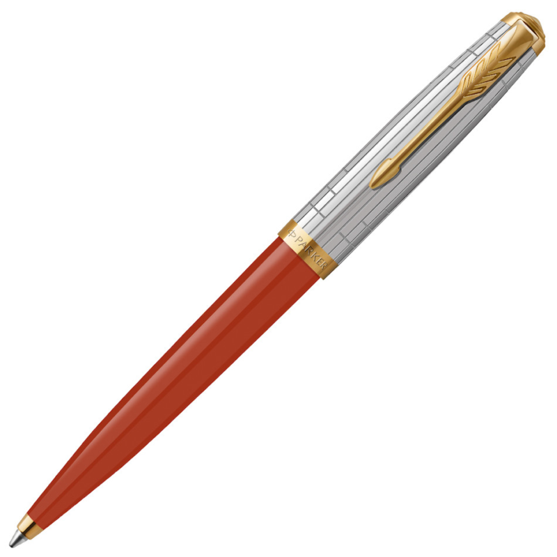 2169073 Parker 51 Premium Red Rage Gold Trim Ballpoint Pen