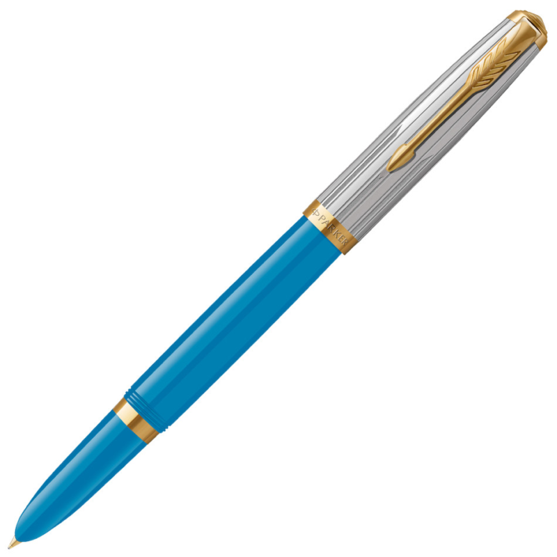 2169079 Parker 51 Premium Turquoise Gold Trim Fountain Pen