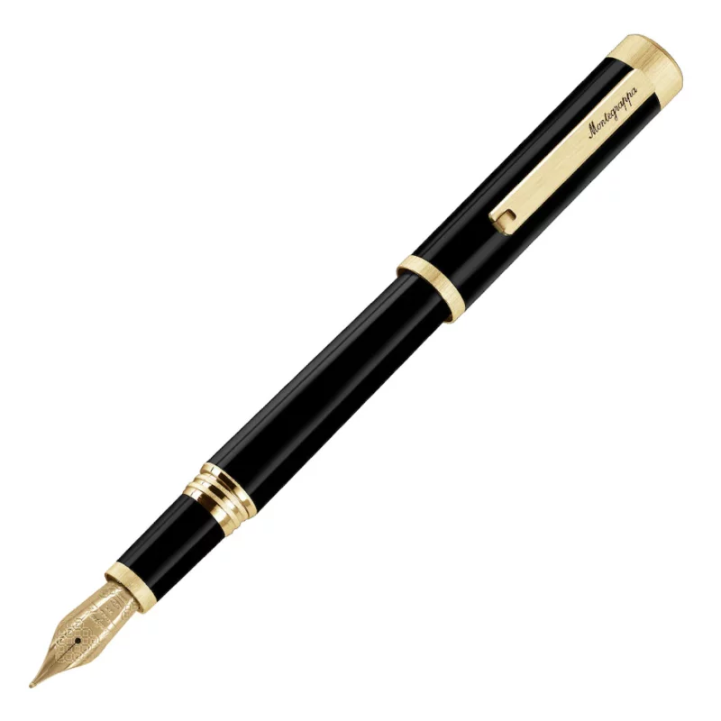 ISZEI3IY Montegrappa Zero Black Gold Trim Fountain Pen