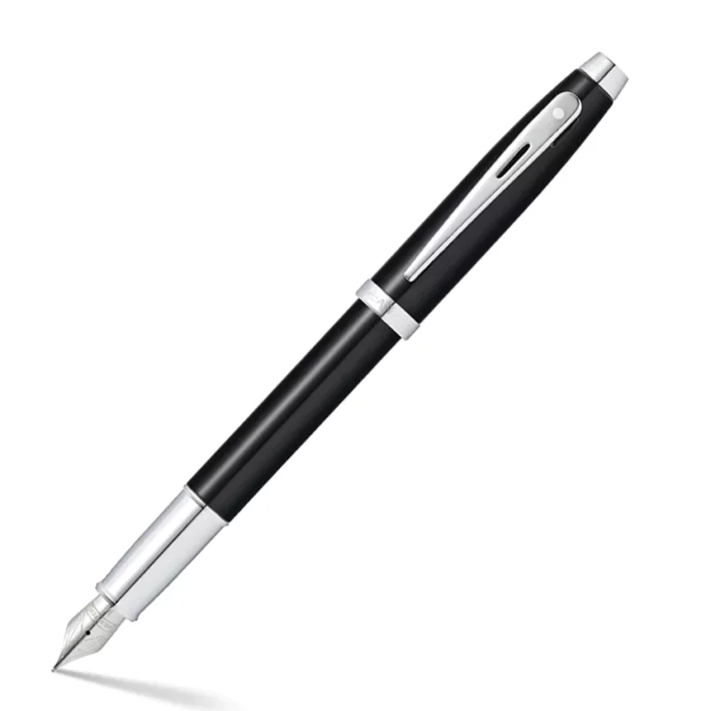 E0933853 Sheaffer 100 Glossy Black Chrome Trim Fountain Pen