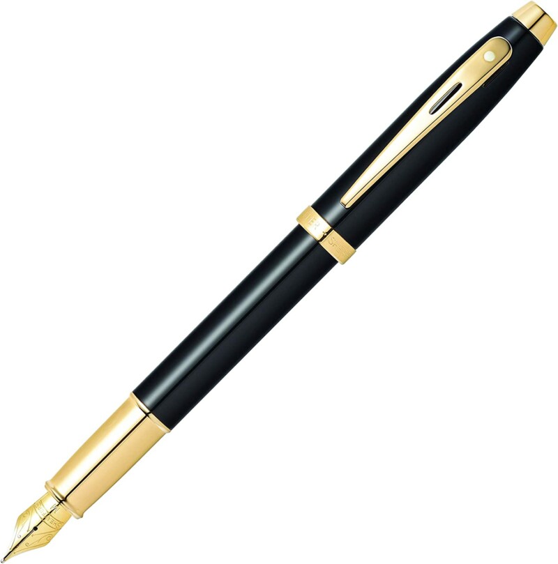 E0932253 Sheaffer 100 Glossy Black Gold Trim Fountain Pen
