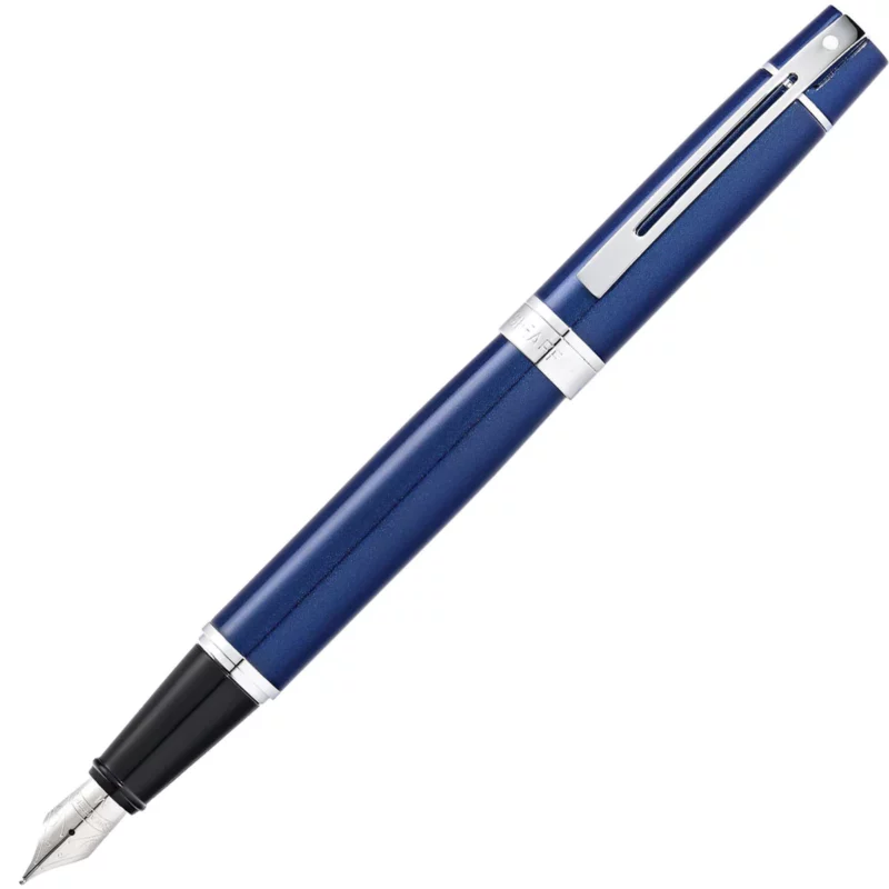 E0934153 Sheaffer 300 Glossy Blue Chrome Trim Fountain Pen
