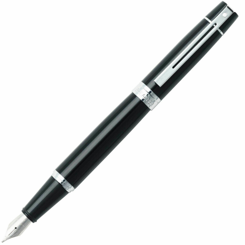 E0931253 Sheaffer 300 Glossy Black Chrome Trim Fountain Pen