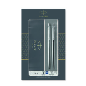 2093256 Parker Jotter DUO Stainless Steel Chrome Trim Ballpoint and Pencil Set2093256 Parker Jotter DUO Stainless Steel Chrome Trim Ballpoint and Pencil Set