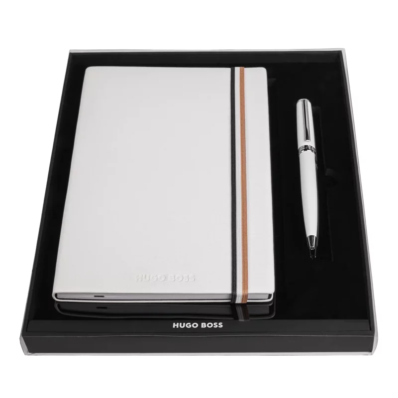HPBH254G Hugo Boss Iconic A5 Notebook with Gear Icon Ballpoint Pen