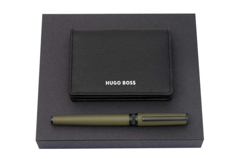 HPCP009A Hugo Boss Leather Card Holder Wallet and Fountain Pen Set