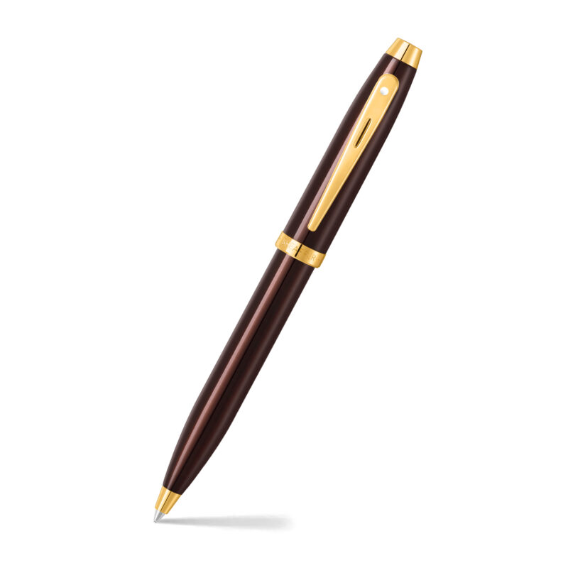 E2937051 Sheaffer 100 Coffee Brown Gold Trim Ballpoint Pen