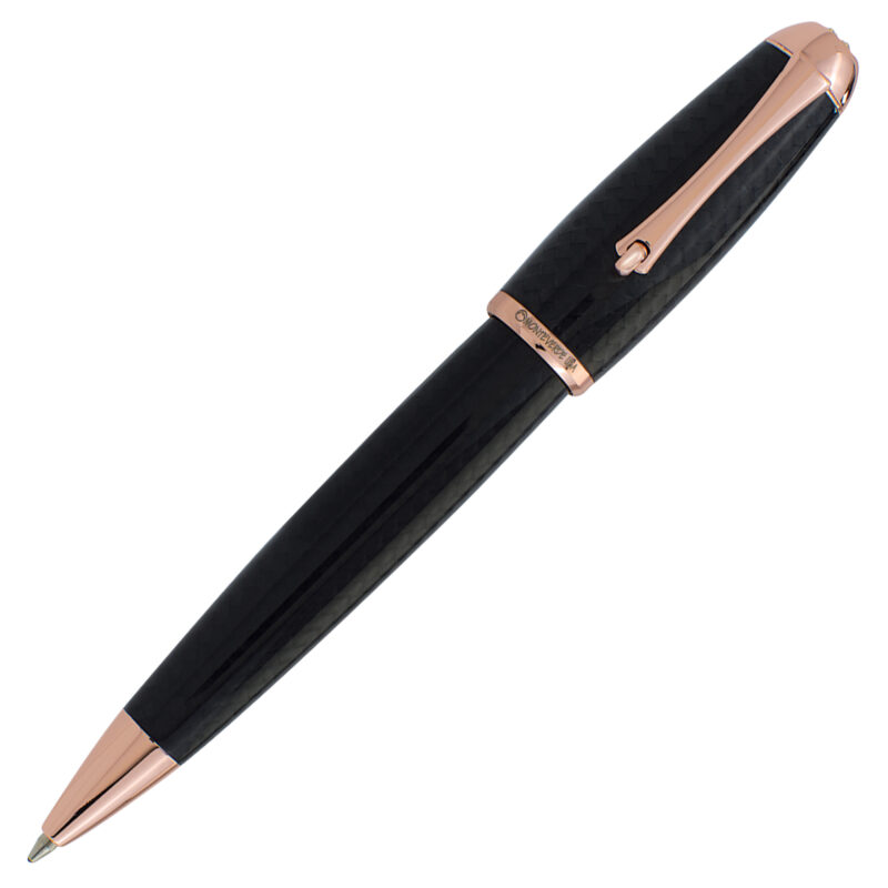MV35707 Monteverde Mega Carbon Fibre Rose Gold Trim Ballpoint Pen